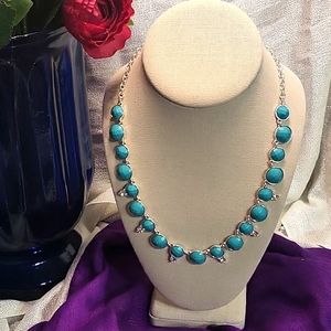 Napier Teal and Rhinestone Necklace